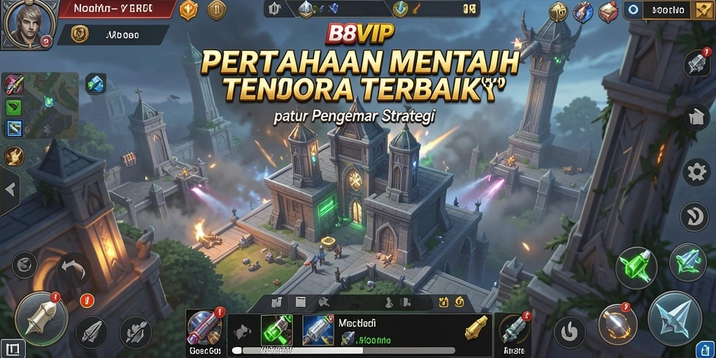 Tampilan gameplay menara pertahanan yang menegangkan di B8VIP.