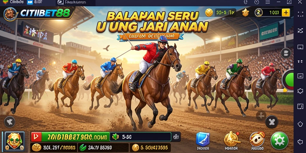 Gameplay Racing mendebarkan dengan mobil cepat dan trek yang menantang.