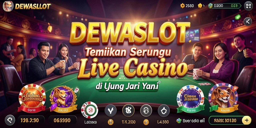 Screenshot DEWASLOT menampilkan dealer langsung dan meja permainan yang menarik.