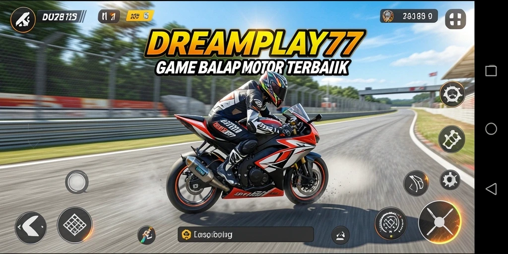 Tangkapan layar menunjukkan aksi balapan motor yang mendebarkan.