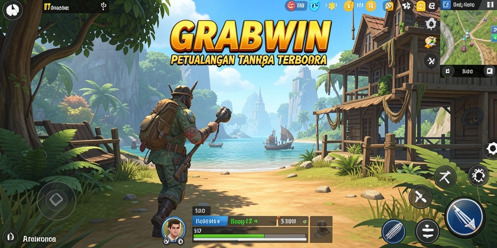 Tampilan gameplay menarik dalam dunia terbuka GRABWIN.