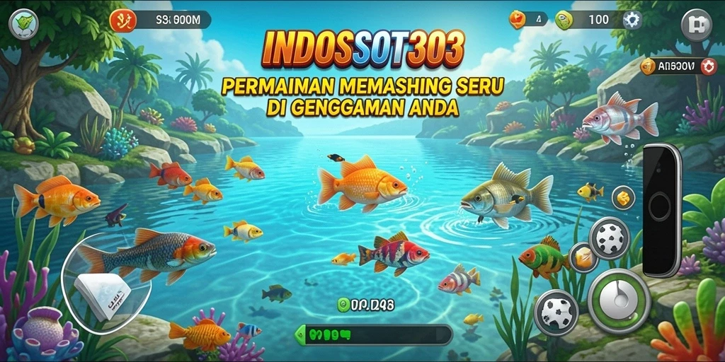 Tangkapan layar gameplay INDOSLOT303 menampilkan aksi memancing yang seru dan lokasi indah.