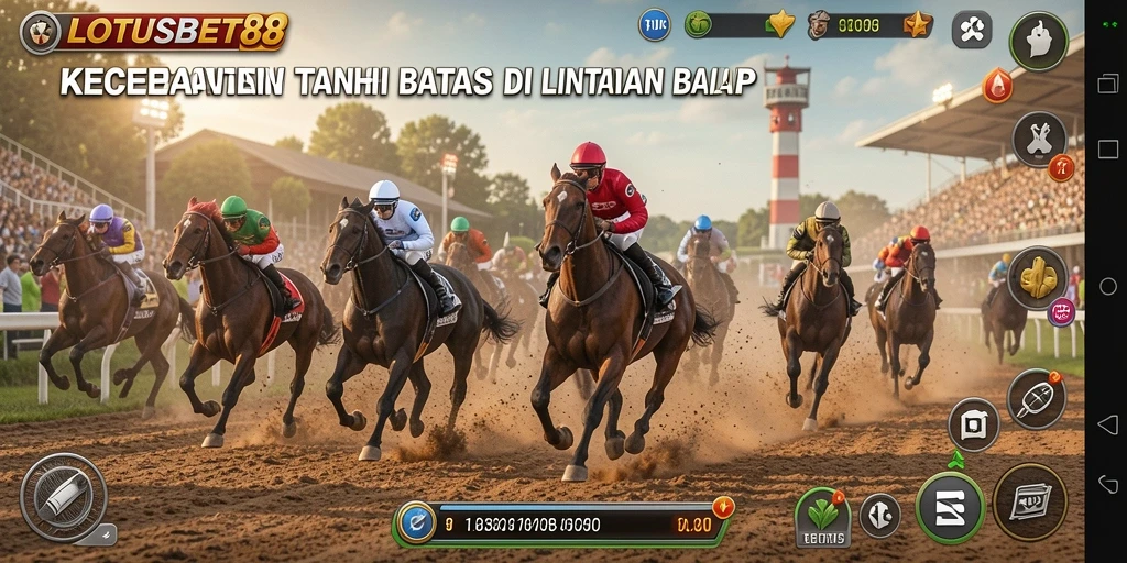 Screenshot gameplay LOTUSBET88 menunjukkan aksi balap yang mendebarkan.