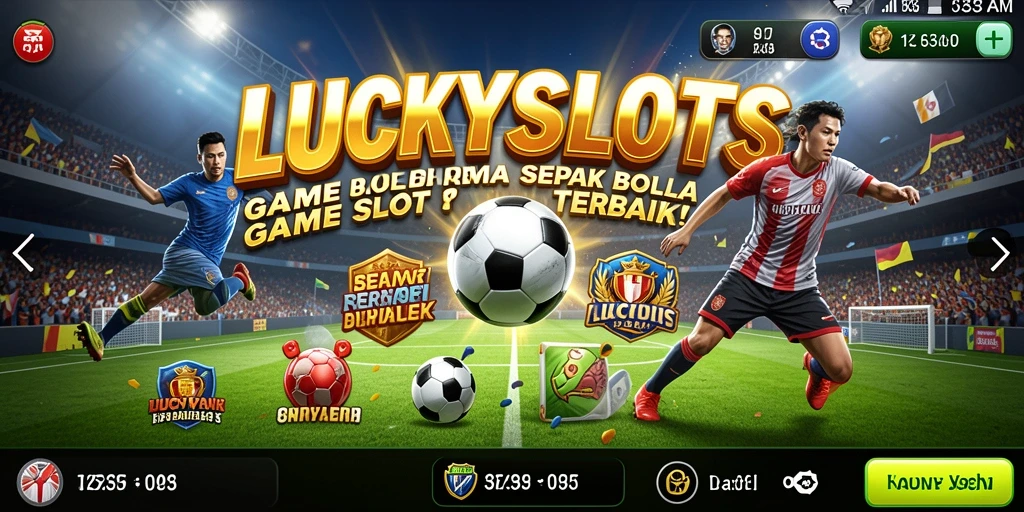 Tampilan gameplay LUCKYSLOTS dengan tema sepak bola yang menarik.