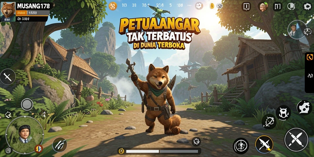 Screenshot utama MUSANG178 menampilkan gameplay yang mendalam dan petualangan seru di dunia terbuka.