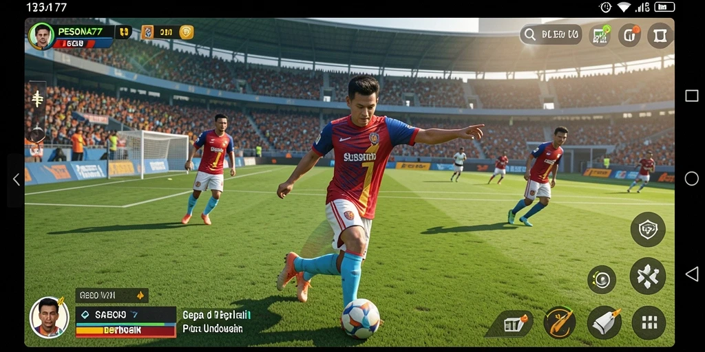 Tampilan gameplay menarik dari PESONA77 dalam pertandingan sepak bola.