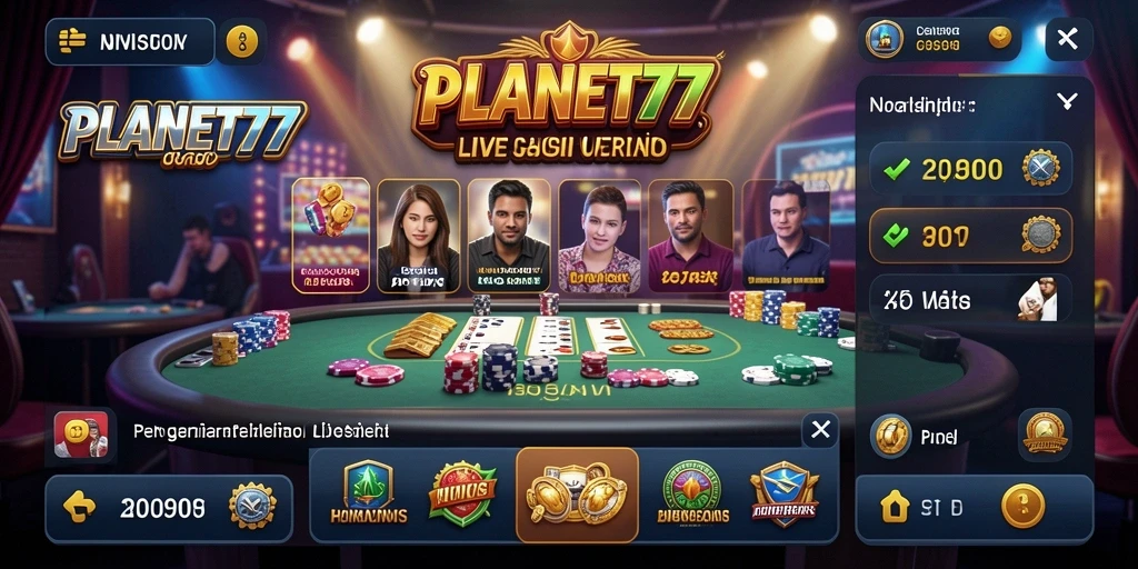 Tampilan gameplay Live Casino yang menakjubkan dan interaktif dari PLANET77.