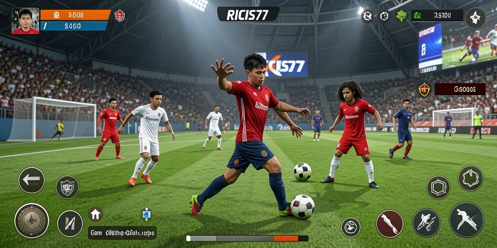 Screenshot RICIS77 menampilkan pemain yang beraksi di lapangan dengan grafis yang memukau.