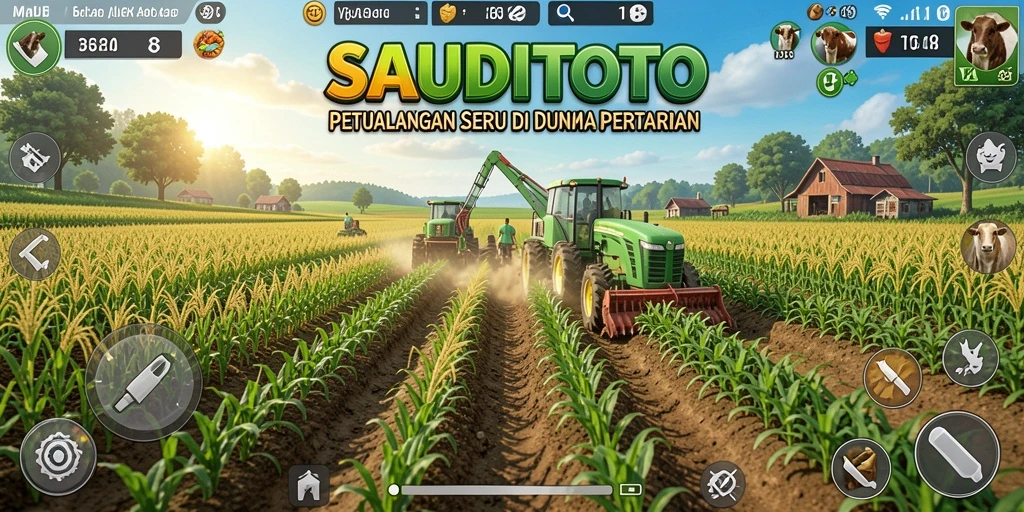 Tangkapan layar gameplay SAUDITOTO yang menampilkan keseruan bertani.