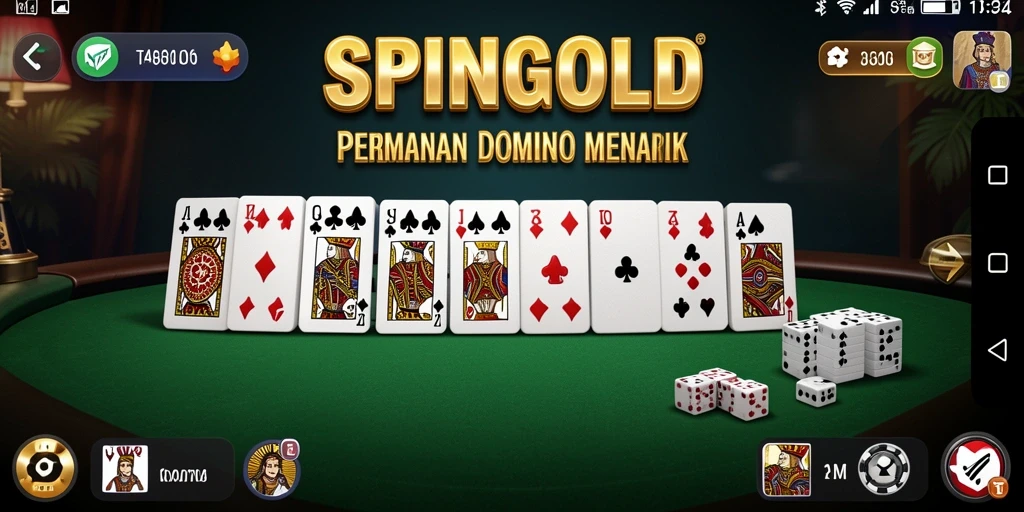 Screenshot gameplay SPINGOLD menampilkan suasana permainan Domino yang seru.