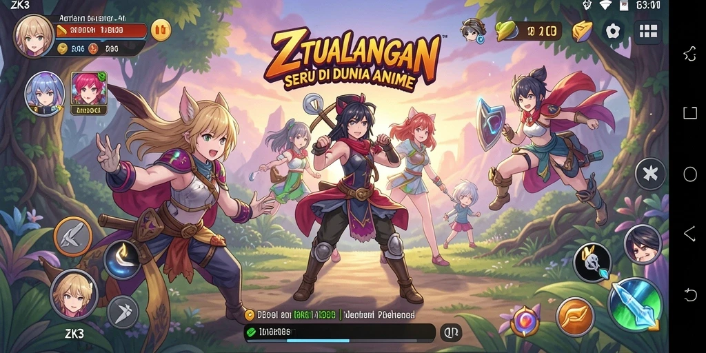 Tampilan menarik dari gameplay ZK3 yang penuh aksi dan karakter anime.