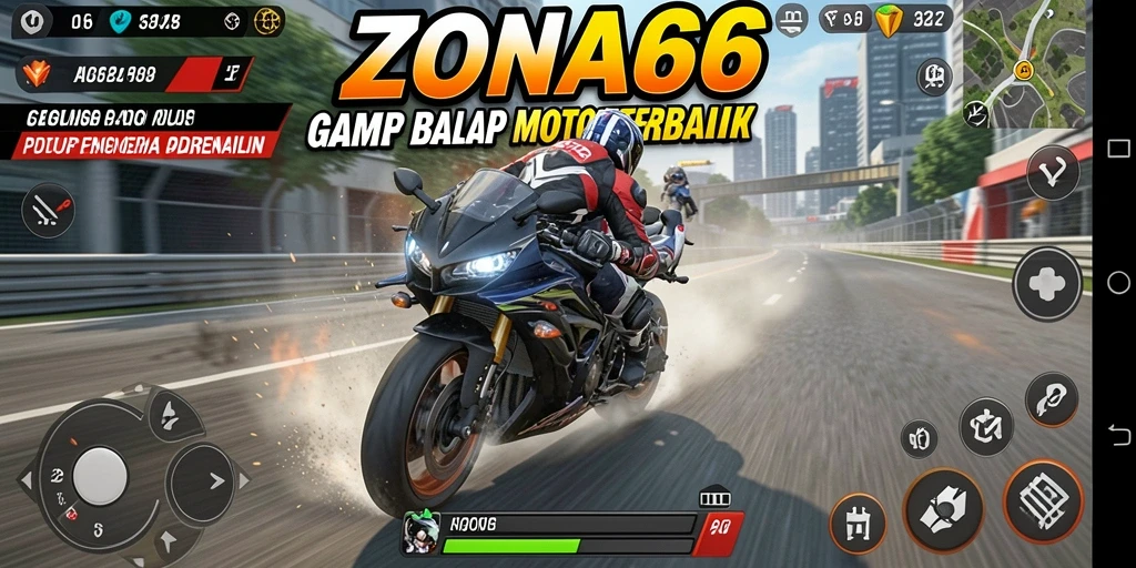 Gameplay seru dan mendebarkan dalam balap motor ZONA66.
